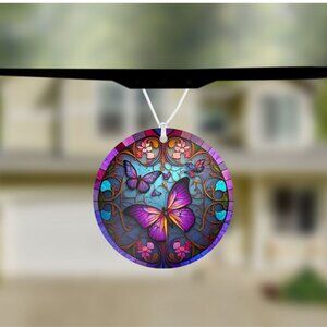 Butterfly Purple Unscented Hanging Car Air Freshener Freshie